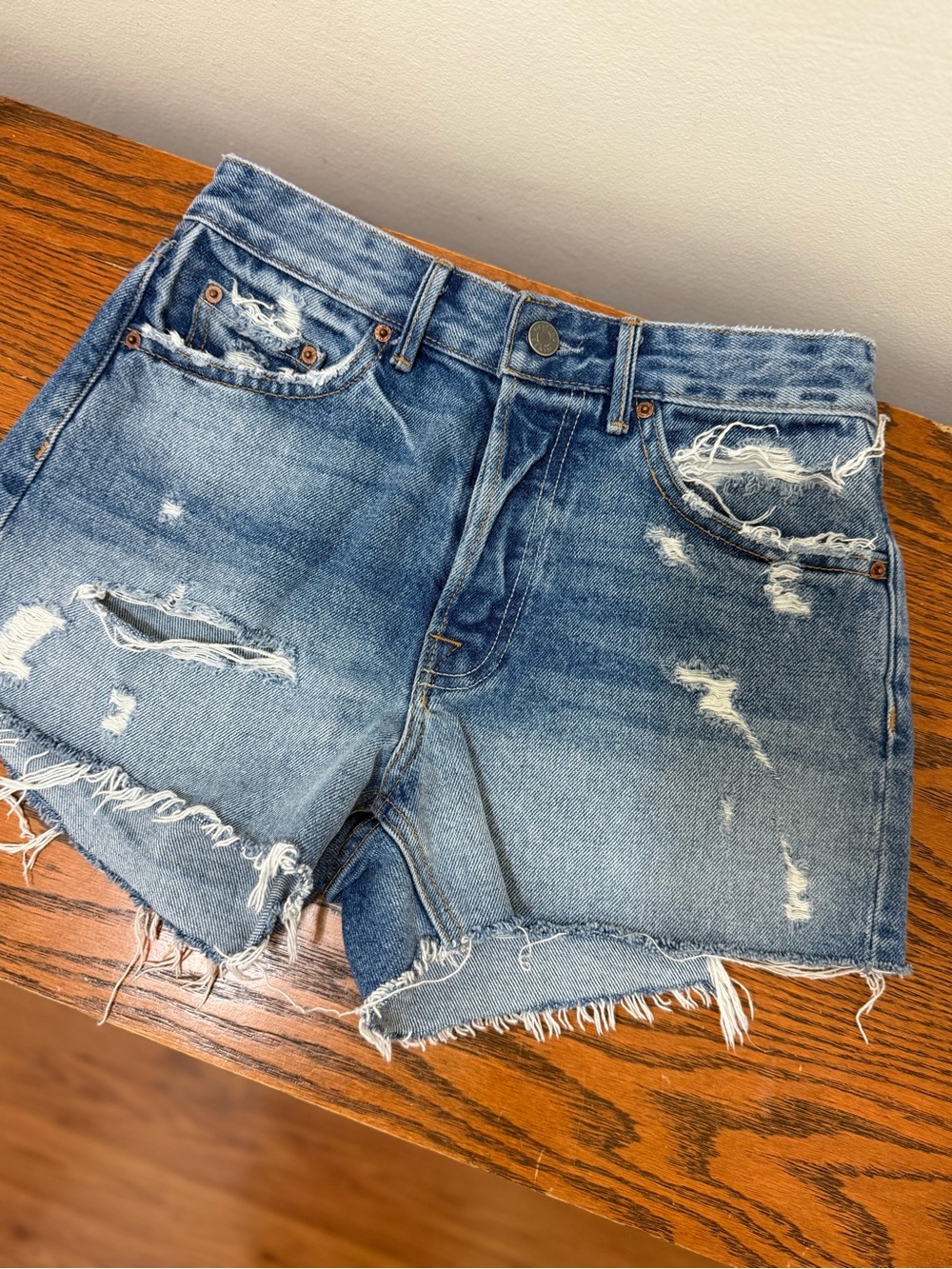 GRLFRND Helena Shorts Raw Hem Distressed Button Fly Size 25